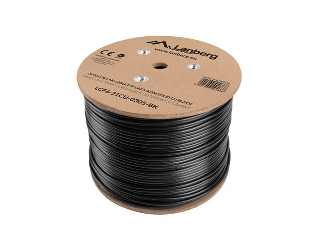 Lanberg LAN кабел FTP Cat.6 305m Outdoor Solid CU Fluke Passed, черен