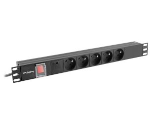 Lanberg разклонител (PDU) 19" 1U 10A 2m 5x френски контакти черен C14