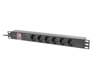 Lanberg разклонител (PDU) 19" 1U 16A 2m 6x гнезда Schuko черен