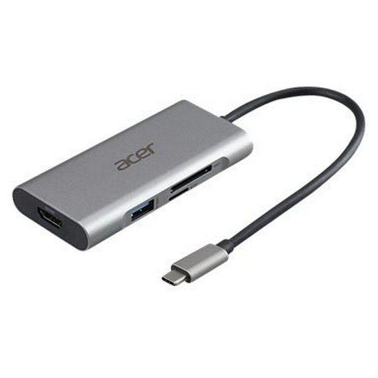 Acer 7in1 Type C донгъл: 1 x HDMI, 3 x USB3.2, 1 x SD/TF, 1 x PD, до 5Gbps скорост на предаване на данни