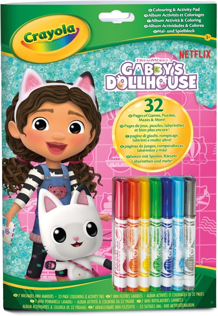 Crayola Книжкa за оцветяване - Gabby's Dollhouse - със 7 маркера