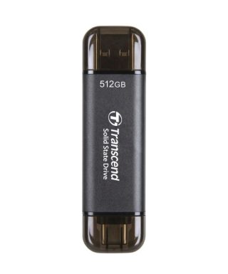 Transcend 512GB, външен SSD, ESD310C, USB 10Gbps, Type C/A, черен