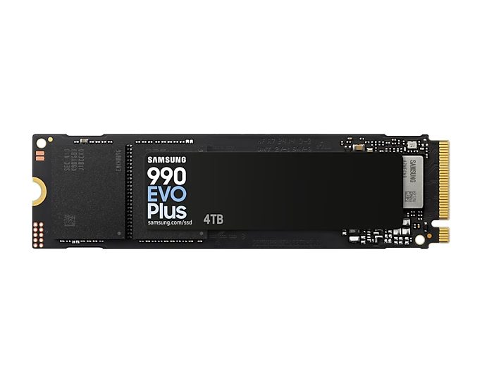 Samsung SSD 990 EVO Plus 4TB PCIe 4.0 NVMe 2.0 M.2 V-NAND 3-bit MLC, 256-bit Encryption, Read 7150 MB/s Write 6300 MB/s