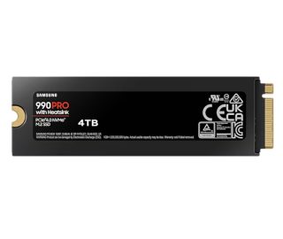 Samsung SSD 990 PRO 4TB Heatsink PCIe 4.0 NVMe 2.0 M.2 V-NAND 3-bit MLC, 256-bit Encryption, Read 7450 MB/s Write 6900 MB/s