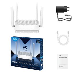 Cudy WR3000H AX3000 2.5G двубандов Wi-Fi 6 Mesh рутер 2402Mbps на 5GHz + 574Mbps на 2.4GHz, 1 x 2.5G порт, 4 x 10/100/1000Mbps порта, Cudy Mesh, Cudy APP