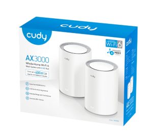 Cudy M3000 (2-Pack) AX3000 Wi-Fi 6 Mesh Dual-Band 2402Mbps at 5GHz + 574Mbps at 2.4GHz