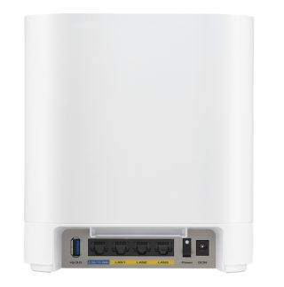 Asus Business Mesh WiFi система, ExpertWiFi EBM68 1PK, AX7800, Tri-Band, Quad-Core 1.7GHz CPU, 256MB/1GB Flash/RAM, 2.5G порт, OFDMA, Beamforming, 8 SSID, персонализиран гост портал, търговска мрежова сигурност и VPN, стенен монтаж, бял