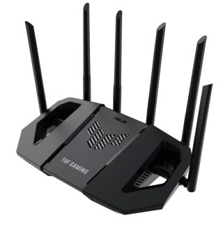 AsusTUF Gaming, BE6500 Dual Band WiFi 7 Router, 4K-QAM, Multi-Link Operation (MLO), Quad 2.5GbE port, Mobile Game Mode, Gear Accelerator, Gaming Port, Open NAT, Smart Home Master, Subscription-Free Security, AiMesh support, 4G/5G Auto Mobile Tethering