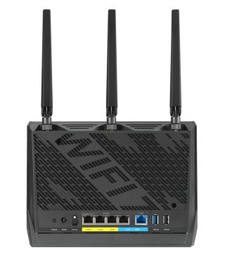 Asus Gaming Wireless Router, RT-BE86U, BE6800, Dual-Band, Quad-Core 2.6GHz CPU, 256MB/1GB Flash/RAM, 4K-QAM, MLO, 10G port, 2.5G quad-port, AiProtection Pro, Adaptive QoS, VPN Fusion, Instant Guard, IPTV, OFDMA, MU-MIMO, UTF-8 SSID, AiMesh, Black