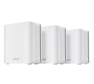 Asus меш система, ZenWiFi BD4 3PK, BE3600, двубандов, до 600 m2, четириядрен 1.5GHz процесор, 128MB/512MB флаш/RAM, 2.5G двоен порт, Smart Home Master SSIDs, AiProtection Pro, Adaptive QoS, VPN сървър/клиент, IPTV, OFDMA, UTF-8 SSID, AiMesh, бял