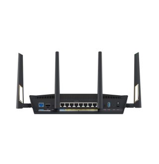Asus Gaming Wireless Router, RT-BE88U, BE7200, Dual-Band, Quad-Core 2.6GHz CPU, 256MB/2GB Flash/RAM, 4K-QAM, MLO, 10G dual-port, SFP+, 2.5G quad-port, AiProtection Pro, Adaptive QoS, VPN Fusion, Instant Guard, IPTV, OFDMA, MU-MIMO, AiMesh, Black