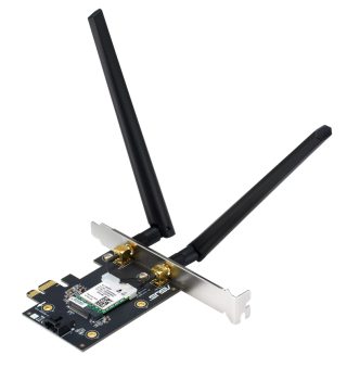 Asus PCI-E адаптер, PCE-AX1800, AX1800, двубандов, Bluetooth 5.2, WPA3, OFDMA, MU-MIMO