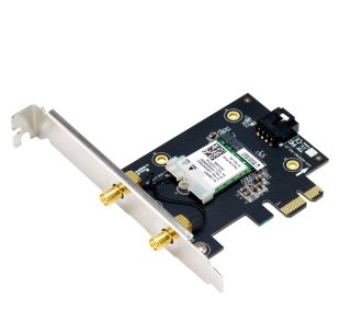 Asus PCI-E адаптер, PCE-AX1800, AX1800, двубандов, Bluetooth 5.2, WPA3, OFDMA, MU-MIMO