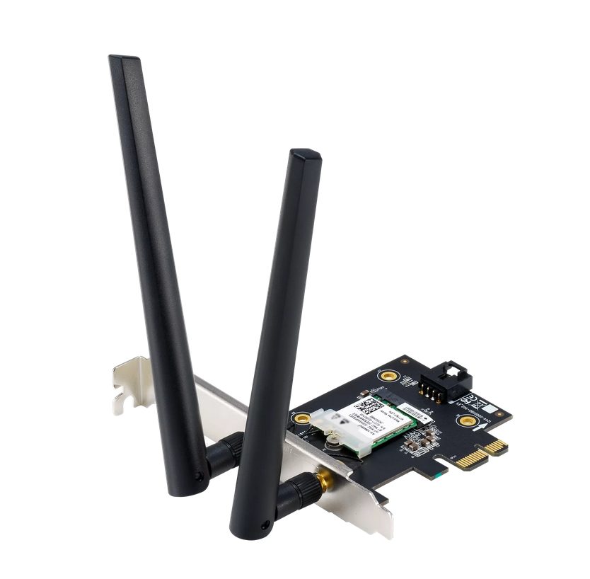 Asus PCI-E адаптер, PCE-AX1800, AX1800, двубандов, Bluetooth 5.2, WPA3, OFDMA, MU-MIMO