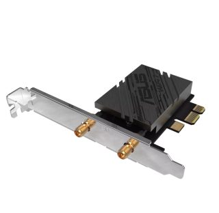 Asus PCI-E адаптер, PCE-BE92BT, BE9400, Tri-Band, Bluetooth 5.4, магнетизирана основа, WPA3, OFDMA, MLO, само за Intel дънни платки, черен
