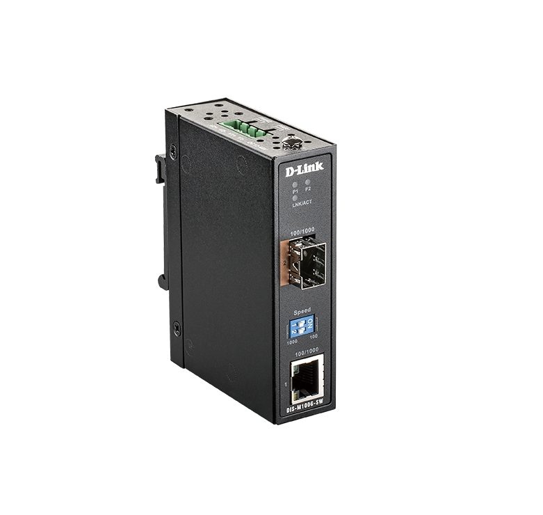 D-Link 10/100/1000 Mbps към SFP индустриален медиен конвертор с работен диапазон -40 до 70 °C