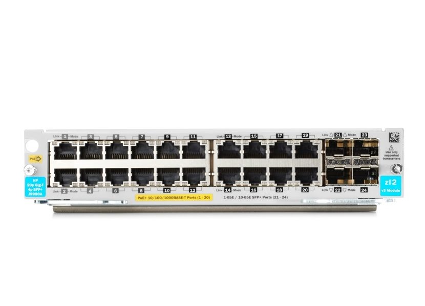 HPE Aruba Networking 20-портов 10/100/1000BASE-T PoE+ / 4-портов 1G/10GbE SFP+ MACsec v3 zl2 модул