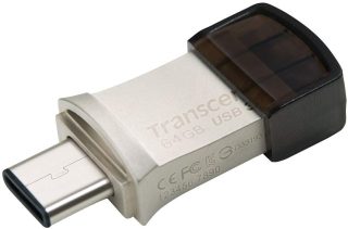 Transcend 64GB JETFLASH 890S, USB 3.1 Type C, Silver Plating