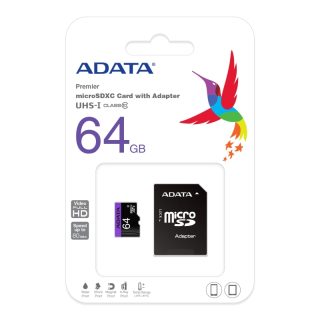 ADATA 64GB MicroSDXC UHS-I CLASS 10 (с адаптер)