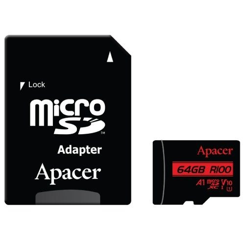 Apacer 64GB microSDHC/SDXC UHS-I U1 V10 A1 (1 адаптер)