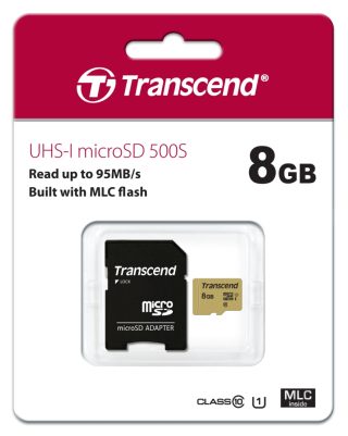 Transcend 8GB micro SD UHS-I U3 (с адаптер), MLC