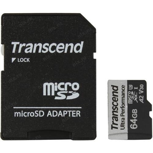 Transcend 64GB micro SD с адаптер UHS-I U3 A2 Ultra Performance