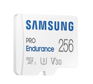 Samsung 256 GB micro SD PRO Endurance, с адаптер, Class10, водоустойчива, магнитоустойчива, температурноустойчива, рентгеновоустойчива, четене 100 MB/s - запис 40 MB/s