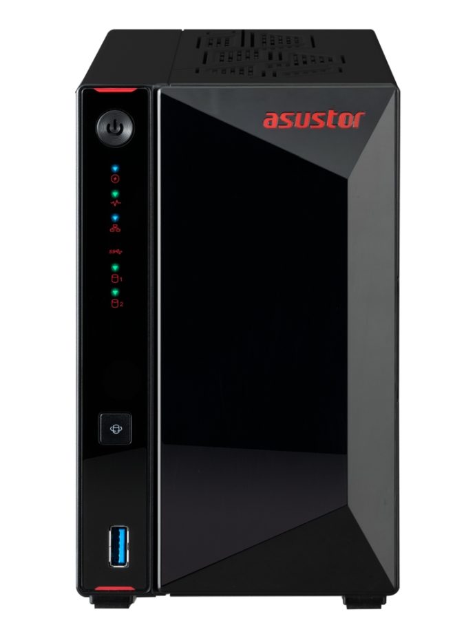 Asustor Nimbustor AS5402T, 2-Bay NAS, Quad-Core 2.0GHz процесор, Dual 2.5GbE порта, 4GB SO-DIMM DDR4 (макс. 16GB), четири M.2 SSD слота (без дискове), 3x USB 3.2 Gen 2, WOW, WOL, AES-NI, черен