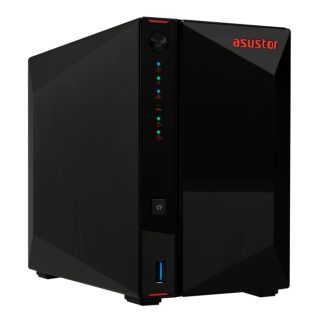 Asustor Nimbustor AS5402T, 2-Bay NAS, Quad-Core 2.0GHz процесор, Dual 2.5GbE порта, 4GB SO-DIMM DDR4 (макс. 16GB), четири M.2 SSD слота (без дискове), 3x USB 3.2 Gen 2, WOW, WOL, AES-NI, черен