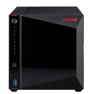 Asustor AS5304T, 4-Bay NAS, Intel Celeron J4105 Quad-Core 1.5 GHz (burst up 2.5 GHz), 4 GB SO-DIMM DDR4, 4x 2.5"/3.5" SATA3 HDD or SSD, 2x 2.5 GbE, 3x USB 3.2 Gen 1 Type A, WOW (Wake on WAN), WOL, System Sleep Mode, AES-NI hardware encryption