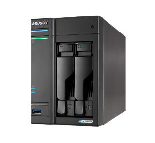 Asustor Lockerstor AS6702T, 2 Bay NAS, Intel Jasper Lake 4C 2.0 GHz, 4GB DDR4 SODIMM, M.2 NVMe x4 слота (без дискове), USB 2.0, USB 3.2 Gen 2x2, Dual 5GbE порта, WOW (Wake on WAN), AES-NI хардуерно криптиране, MyArchive (поддържа btrfs и snapshot), Черен