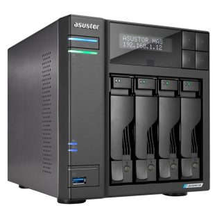 Asustor Lockerstor AS6704T, 4 Bay NAS, Intel Jasper Lake Quad-Core 2.0GHz, 4GB RAM DDR4, 2.5GbE x 2, M.2 SSD слотове x4 (без дискове), USB 3.2 Gen 2x2, монтаж без инструменти, с горещо сменяеми плотове, хардуерно криптиране, MyArchive, EZ connect, EZ Sync, черен