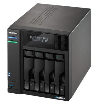 Asustor Lockerstor AS6704T, 4 Bay NAS, Intel Jasper Lake Quad-Core 2.0GHz, 4GB RAM DDR4, 2.5GbE x 2, M.2 SSD слотове x4 (без дискове), USB 3.2 Gen 2x2, монтаж без инструменти, с горещо сменяеми плотове, хардуерно криптиране, MyArchive, EZ connect, EZ Sync, черен