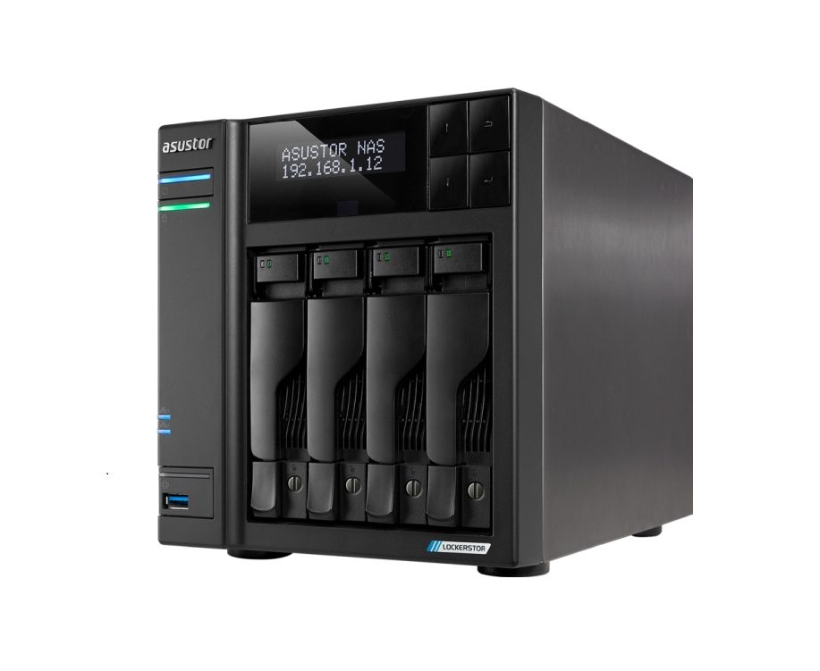 Asustor Lockerstor AS6704T V2, 4-байтов NAS, Intel Jasper Lake Quad-Core 2.0GHz, 4GB RAM DDR4, 5GbE x 2, M.2 SSD слотове x4 (без дискове)