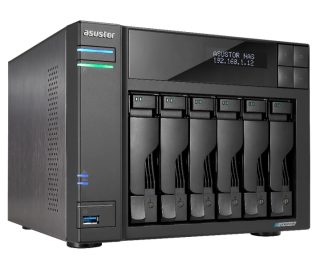 Asustor Lockerstor AS6706, 6-bay NAS, Intel Jasper Lake Quad-Core 2.0GHz, 8GB DDR4 RAM, 2.5GbE x 2, M.2 SSD слотове x 4 (без дискове), USB 3.2 Gen 2x2, безолтов монтаж, с гореща смяна, хардуерно криптиране, MyArchive, EZ connect, EZ Sync, черен