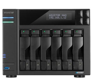 Asustor Lockerstor AS6706, 6-bay NAS, Intel Jasper Lake Quad-Core 2.0GHz, 8GB DDR4 RAM, 2.5GbE x 2, M.2 SSD слотове x 4 (без дискове), USB 3.2 Gen 2x2, безолтов монтаж, с гореща смяна, хардуерно криптиране, MyArchive, EZ connect, EZ Sync, черен