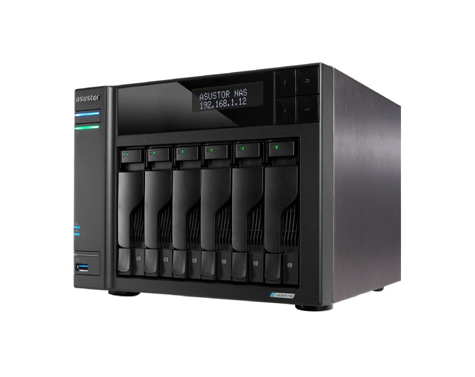 Asustor Lockerstor AS6706, 6-Bay NAS, Intel Jasper Lake Quad-Core 2.0GHz, 8GB RAM DDR4, 5GbE x2, M.2 SSD слотове x 4 (без дискове)