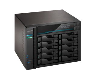 Asustor Lockerstore 10 AS6510T, 10-Bay NAS, Intel Atom C3538 Quad-Core (Denverton 2.1GHz), 8GB DDR4 (Max 32GB), 10GbE x2, 2.5GbE x2, USB 3.2 Gen-1 x2, 10 x 2.5"/3.5" SATA или SSD, 2 x M.2 PCIe (NVMe) или SATA SSD, с заключваща се тава, AES-NI хардуерно криптиране