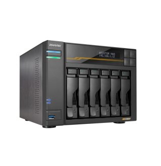 Asustor Lockerstor 6 Gen3 AS6806T 6-байтов NAS, Ryzen Embedded Quad-Core 2.3GHz CPU, Dual USB 4 порта, Dual 10GbE порта, Dual 5GbE порта, 16GB ECC RAM DDR5, (макс. 64GB), 4x M.2 SSD слота (без дискове), 2x Type C, черен