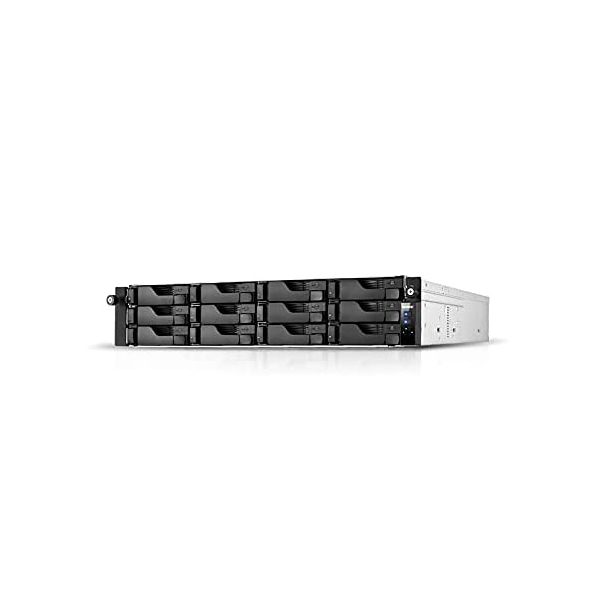 Asustor AS6512RD 2U 12-бай NAS, Intel Atom C3538 Quad-Core 2.1GHz, 8GB DDR4 (макс. 128GB), 2x 2.5GbE + 2x GbE, 4x USB 3.2 Gen1, PCIe 3.0 x8, 2x 350W резервно захранване, Rail Kit