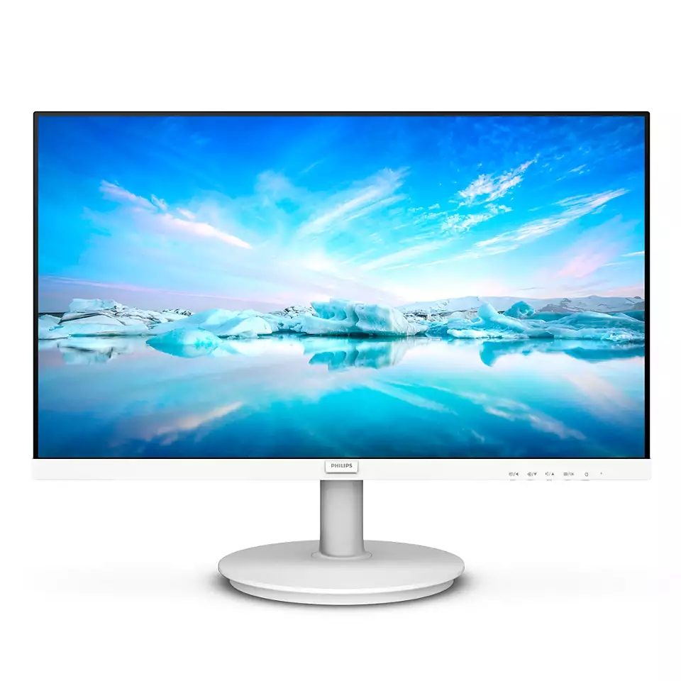 Монитор Philips 241V8AW, 23.8" IPS WLED, 1920x1080@75Hz, 4ms GtG, 250cd/m², 1000:1, Mega Infinity DCR, Adaptive Sync, FlickerFree, Low Blue Mode, 2Wx2, Tilt, D-SUB, HDMI, Бял