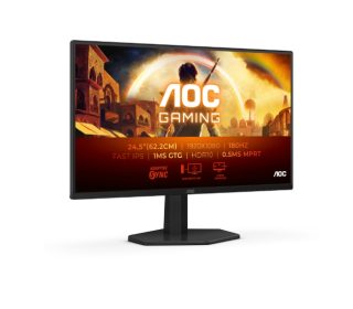 AOC 25G42E 24.5" Fast IPS WLED гейминг монитор, 1920x1080@180Hz, 1ms GtG, 0.5ms MPRT, 300cd/m², 1000:1, 80M:1, Adaptive Sync, FlickerFree, Low Blue Light, Tilt, HDMI, DP