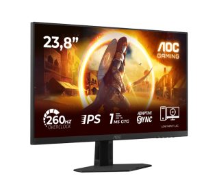 AOC 24G4ZRE 23.8" Fast IPS WLED гейминг монитор, 1920x1080@260Hz (OC, Native 240Hz), 1ms GtG, 0.3ms MPRT, 300cd/m², 1000:1, Adaptive Sync, FlickerFree, Anti Blue Light, Tilt, 2xHDMI, DP