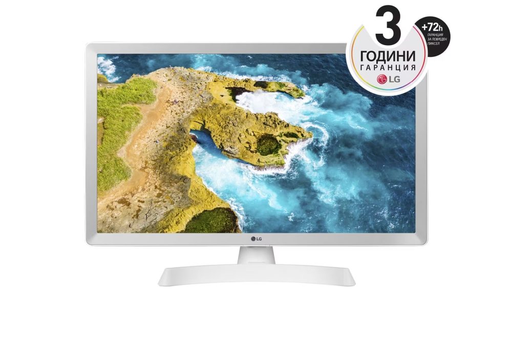 Монитор LG 24TQ510S-WZ, 23.6" WVA, LED, Smart webOS, TV тунер DVB-T2/C/S2, 1000:1, Mega DFC, 200cd, 1366x768, AI SOUND, WiFi, HDMI, Bluetooth, USB 2.0, HOTEL MODE, AirPlay, говорител 2x5W, бял