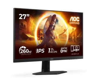 AOC 27G4ZR 27" Fast IPS WLED монитор, 1920x1080@260Hz (OC, Native 240Hz), 1ms GtG, 0.3ms MPRT, 300cd/m², 1000:1, Adaptive Sync, FlickerFree, Anti Blue Light, Tilt, Height Adjust, Pivot, Swivel, 2xHDMI, DP