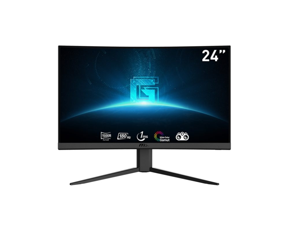 Монитор MSI G24C4 E2, 23.6", VA, 1ms, 180Hz, AG, FHD 1920x1080, Curved, 1500R, Adaptive Sync, NIGHT VISION, Anti-Flicker, LESS BLUE LIGHT, Frameless, 250nits, 3000:1, 2x HDMI (2.0b), 1x DP (1.2a), Tilt, VESA, 36M