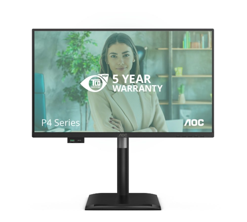 AOC 24P4U 23.8" IPS WLED монитор, 1920x1080@120Hz, 4ms GtG, 300cd/m², 1500:1, 20M:1, Adaptive Sync, Anti Blue Light, FlickerFree, 2Wx2, Tilt, Height Adjust, Pivot, Swivel, D-SUB, HDMI, DP, USB hub
