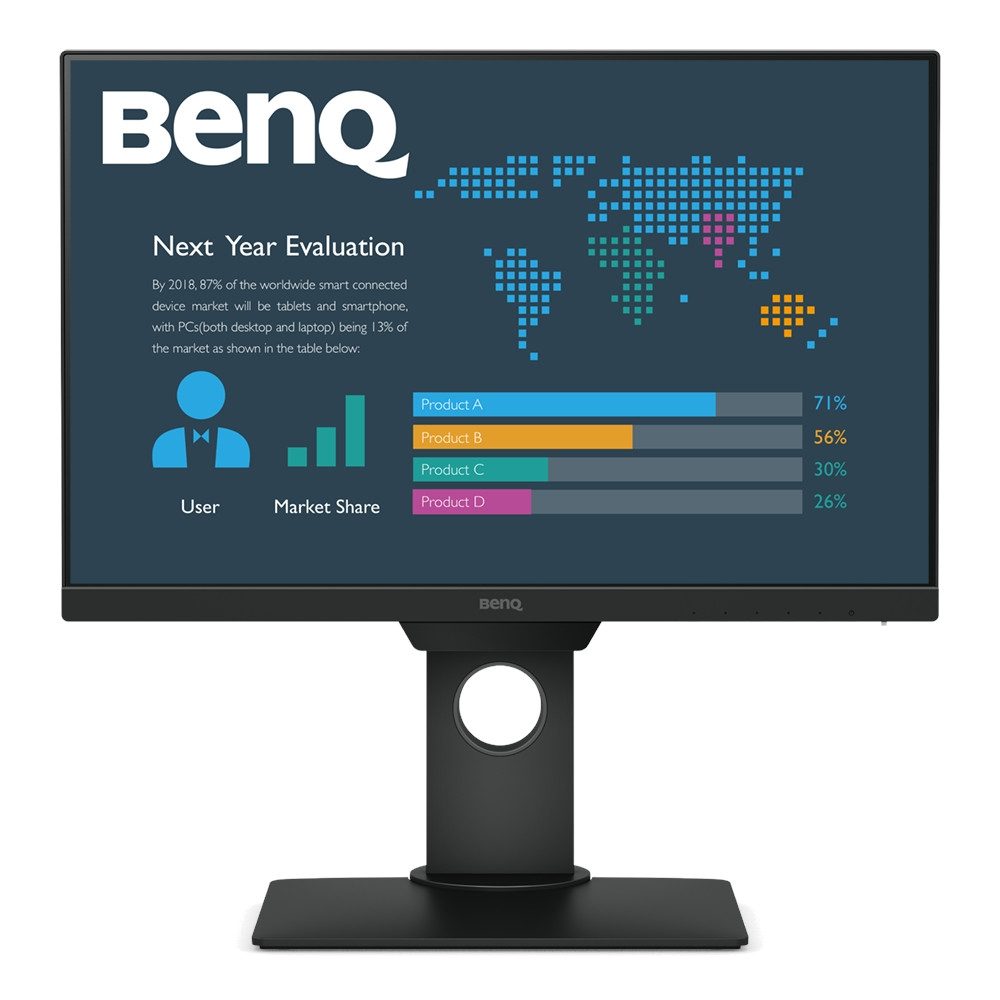 BenQ BL2381T 22.5" IPS монитор, 1920x1200 WUXGA, 16:10, Eye Care Business Monitor, 72% NTSC, Flicker-free, B.I., LBL, 1000:1, DCR 20M:1, 8 bit, 250cd/m2, VGA, HDMI, DP, DVI-D, USB x4, говорители, Pivot, Tilt, Swivel, Height Adj., черен