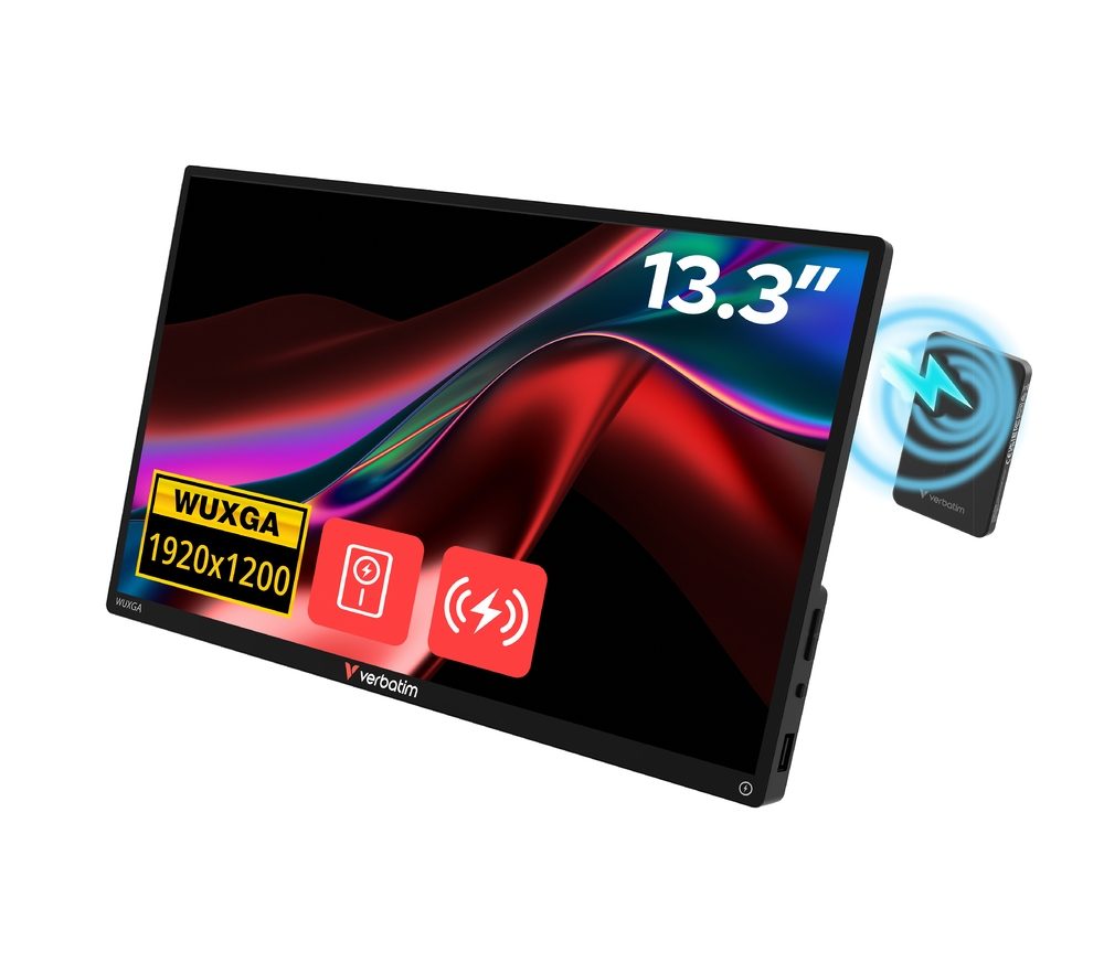 Verbatim Portable 13.3" WUXGA Touch Monitor ALU with Wireless Power Supply incl. Power Bank 5000mAh