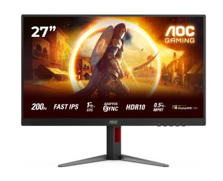 AOC 27G4HA 27" Fast IPS WLED монитор, 1920x1080@200Hz, 1ms GtG, 0.5ms MPRT, 300cd/m², 1000:1, 80M:1 DCR, Adaptive Sync, FlickerFree, Low Blue Light, 2Wx2, Tilt, Height Adjust, Pivot, Swivel, 2xHDMI, DP
